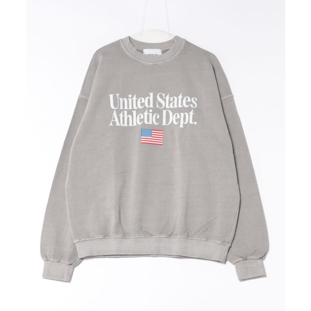 Vintage Wash Athletic Graphic Sweatshirt / ヴィンテージウォッシュ アスレチック グラフィック スウェットシャツ 【韓国デザイン】 NEO （グレー）