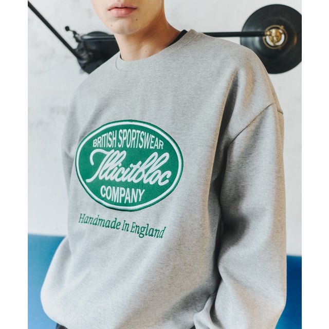 British Sportswear Embroidery Sweatshirt/ブリティッシュスポーツウェア エンブロイダリー スウェットシャツ【韓国デザイン】NEO （ライトグレー）