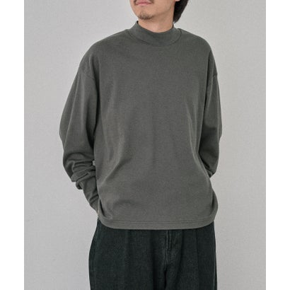 メゾンクラブ MAISON CLUB Smooth Comfort Mock Neck Tee with Thumbhole WILL （チャコールグレー）｜詳細画像