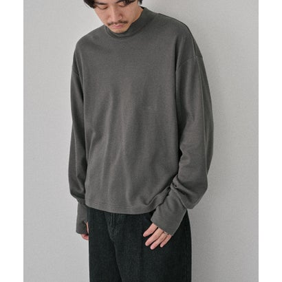 メゾンクラブ MAISON CLUB Smooth Comfort Mock Neck Tee with Thumbhole WILL （チャコールグレー）｜詳細画像