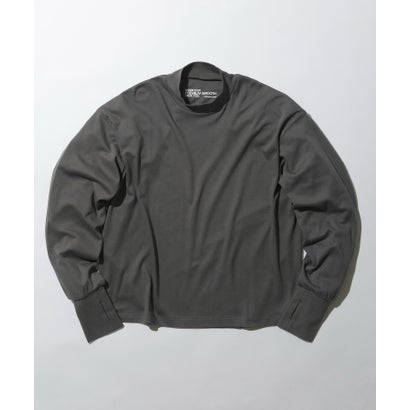 メゾンクラブ MAISON CLUB Smooth Comfort Mock Neck Tee with Thumbhole WILL （チャコールグレー）｜詳細画像