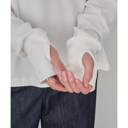 メゾンクラブ MAISON CLUB Smooth Comfort Mock Neck Tee with Thumbhole WILL （ホワイト）｜詳細画像