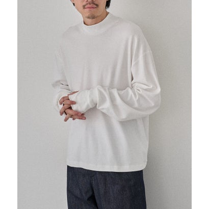メゾンクラブ MAISON CLUB Smooth Comfort Mock Neck Tee with Thumbhole WILL （ホワイト）｜詳細画像