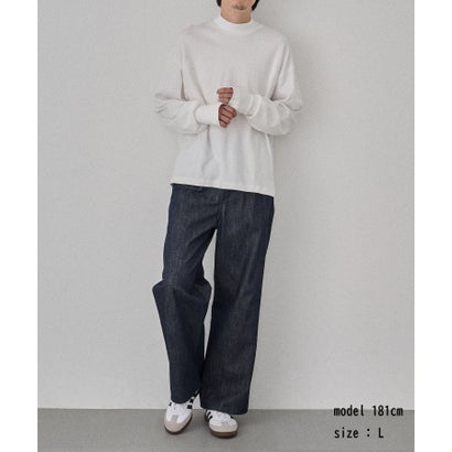 メゾンクラブ MAISON CLUB Smooth Comfort Mock Neck Tee with Thumbhole WILL （ホワイト）｜詳細画像