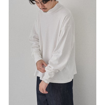 メゾンクラブ MAISON CLUB Smooth Comfort Mock Neck Tee with Thumbhole WILL （ホワイト）｜詳細画像