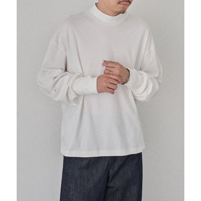 メゾンクラブ MAISON CLUB Smooth Comfort Mock Neck Tee with Thumbhole WILL （ホワイト）｜詳細画像