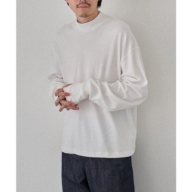 Smooth Comfort Mock Neck Tee with Thumbhole WILL （ホワイト）