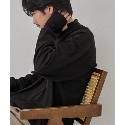 メゾンクラブ MAISON CLUB Smooth Comfort Mock Neck Tee with Thumbhole WILL （ブラック）｜詳細画像