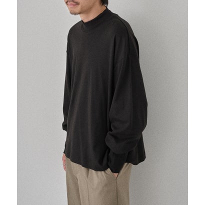 メゾンクラブ MAISON CLUB Smooth Comfort Mock Neck Tee with Thumbhole WILL （ブラック）｜詳細画像