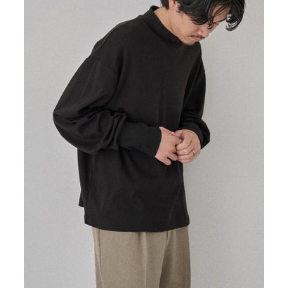 メゾンクラブ MAISON CLUB Smooth Comfort Mock Neck Tee with Thumbhole WILL （ブラック）｜詳細画像