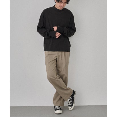 メゾンクラブ MAISON CLUB Smooth Comfort Mock Neck Tee with Thumbhole WILL （ブラック）｜詳細画像