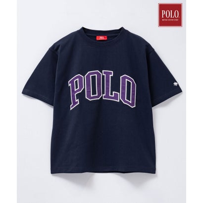 ワッペンクロップドTシャツ （ネイビー×パープル）｜詳細画像