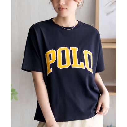 ワッペンクロップドTシャツ （ネイビー×パープル）｜詳細画像