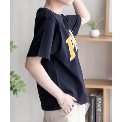 ワッペンクロップドTシャツ （ネイビー×パープル）｜詳細画像