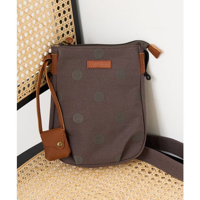 ドット刺繍ミニサコッシュ 11952 （ダークグレー）