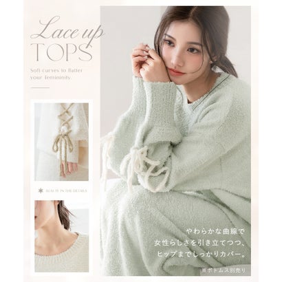 《P.snow》もこもこレースアップトップス ルームウェア （アイボリー）｜詳細画像