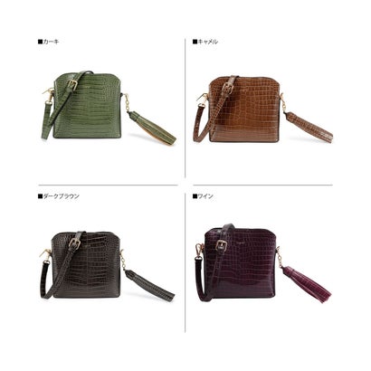 バッグ ショルダーバッグ レディース SHINY SMALL CROCO BIG TASSEL BAG ブラック UNG-51470｜詳細画像