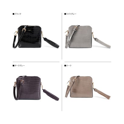 バッグ ショルダーバッグ レディース SHINY SMALL CROCO BIG TASSEL BAG ブラック UNG-51470｜詳細画像