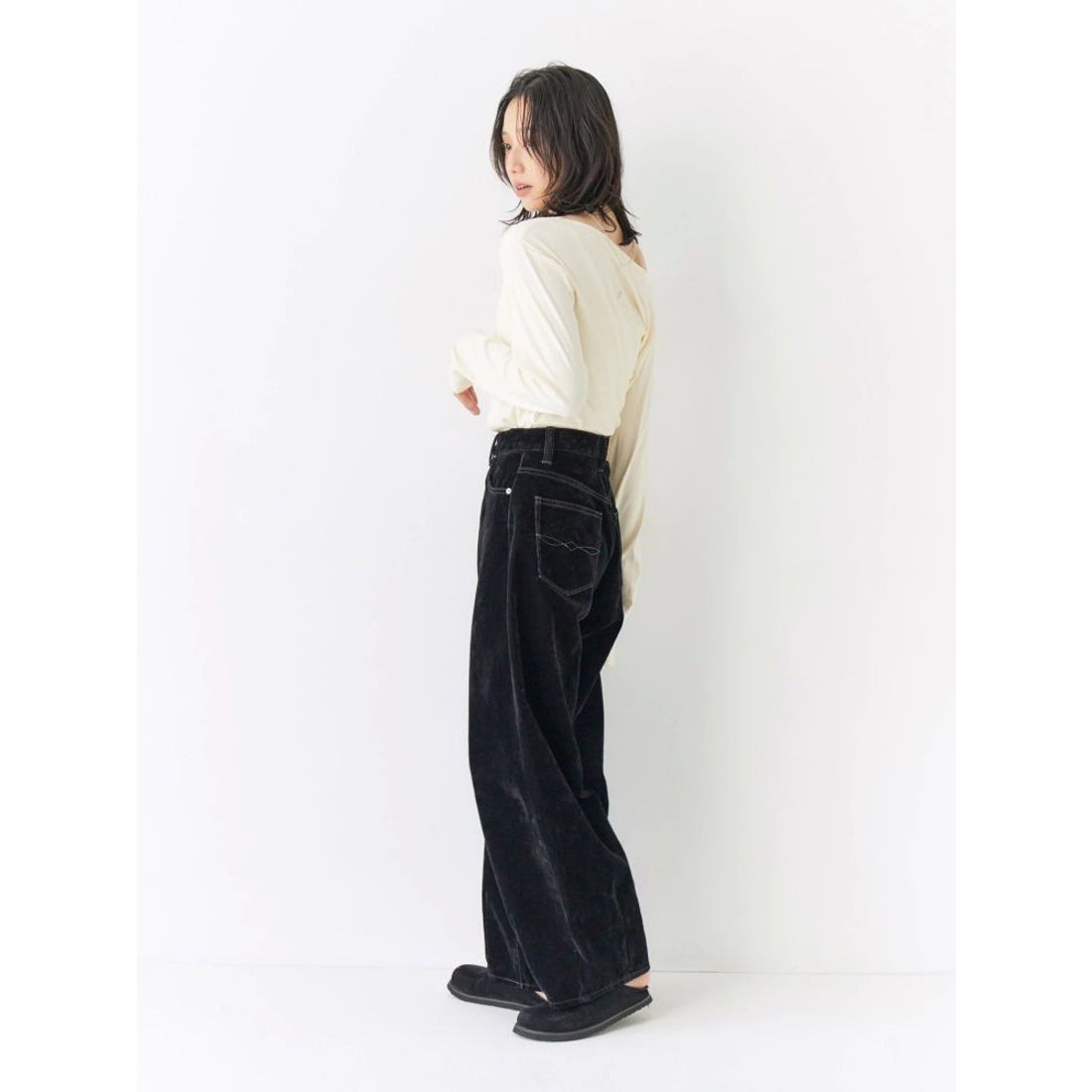 アングリッド Ungrid タックデザインオフショルロングスリーブTee 