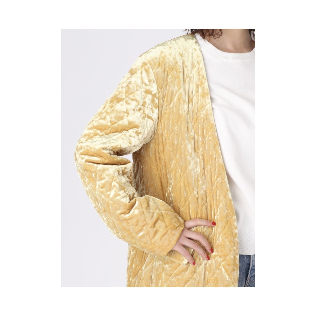 Ungrid ベロアキルティングコート イエロー -ファッション通販 FASHION 