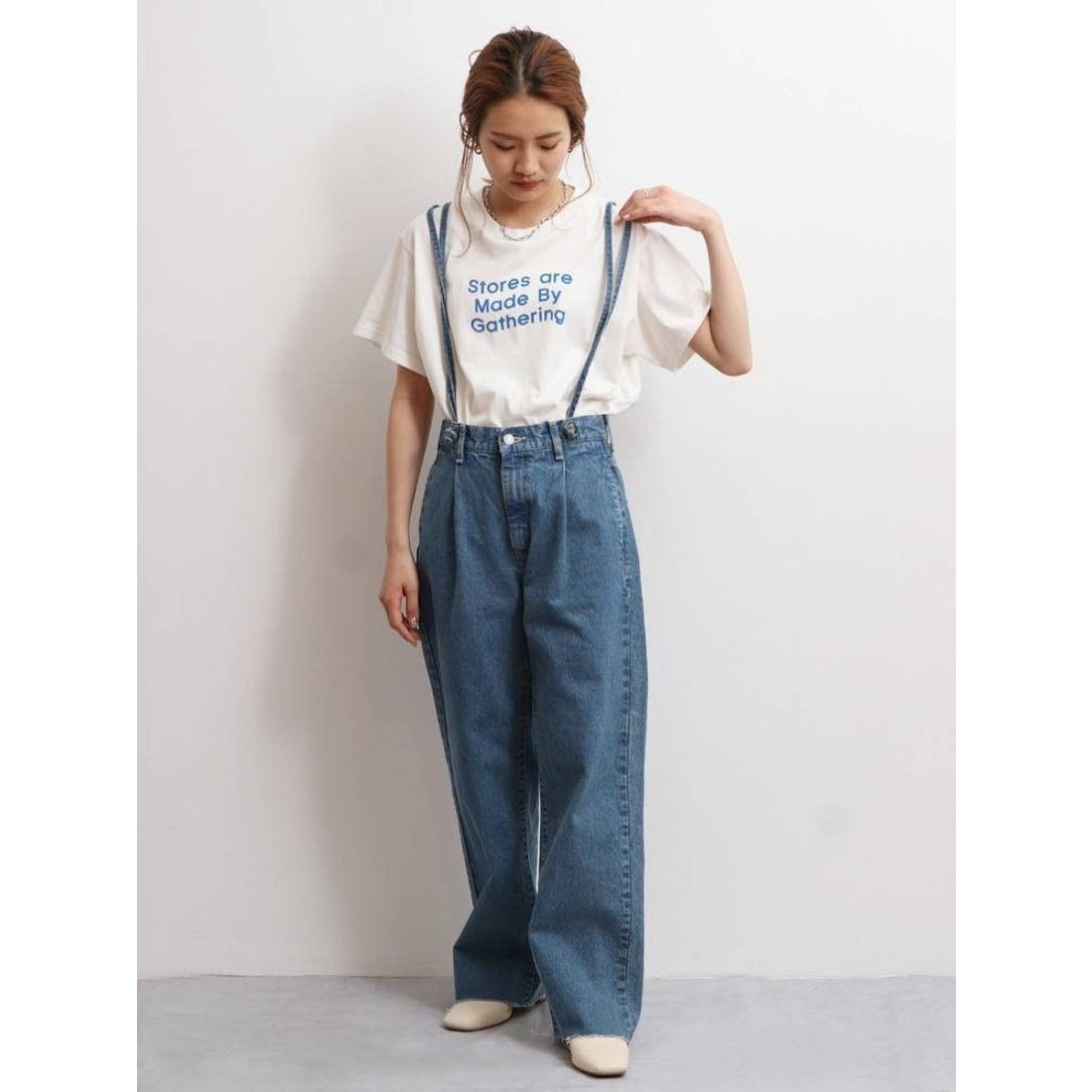 Ungrid ショルダーストラップカットオフデニム（ブルー