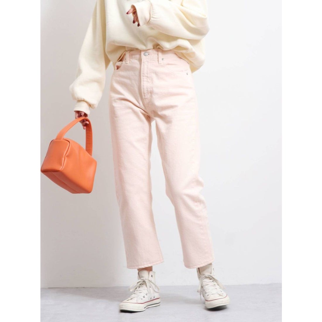Ungrid ハイウエストルーズカラーデニム（ピンク） -靴＆ファッション