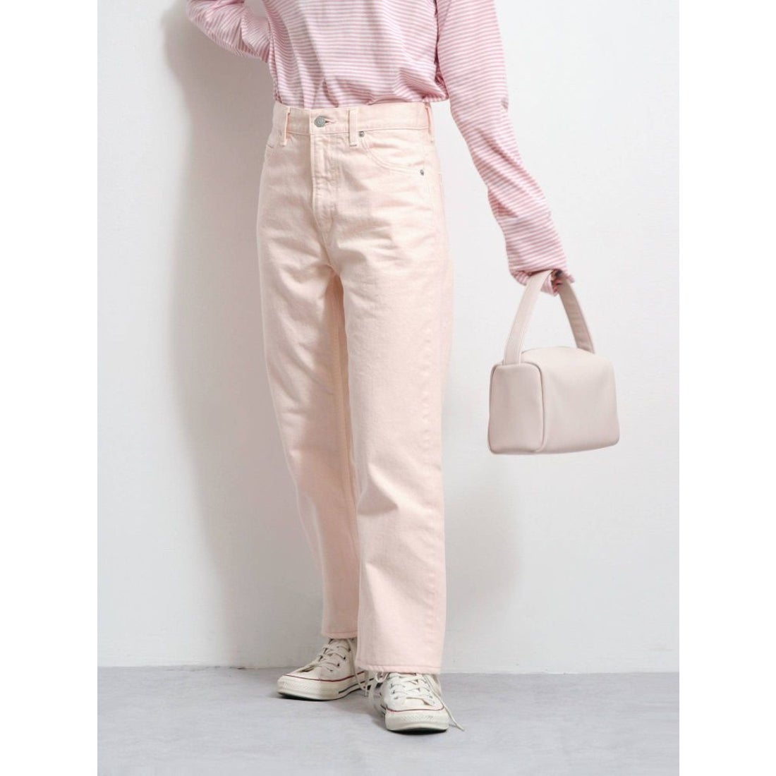 Ungrid ハイウエストルーズカラーデニム（ピンク） -ファッション通販