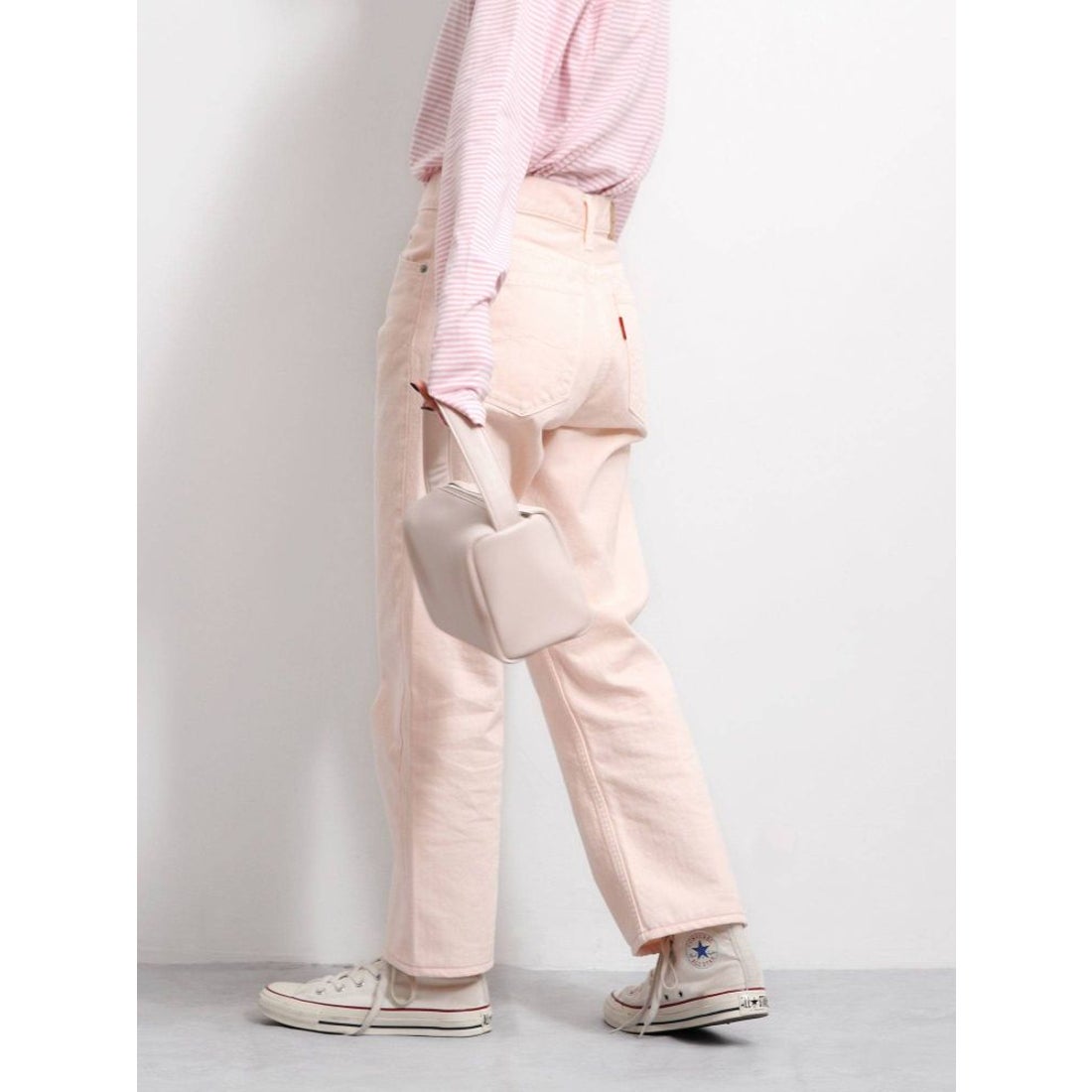Ungrid ハイウエストルーズカラーデニム（ピンク） -ファッション通販