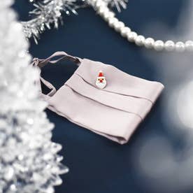 【ギフト袋付き】クリスマスマグネットピアス+セレブマスクセット 【返品不可商品】 （ラベンダーグレー）