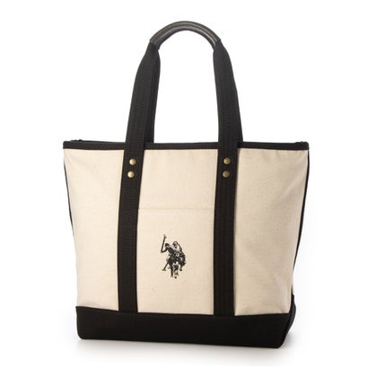 ユーエスポロアッスン U.S. POLO ASSN. キャンバストートM トートバッグ USPA2651 （ホワイト×ブラック）｜詳細画像