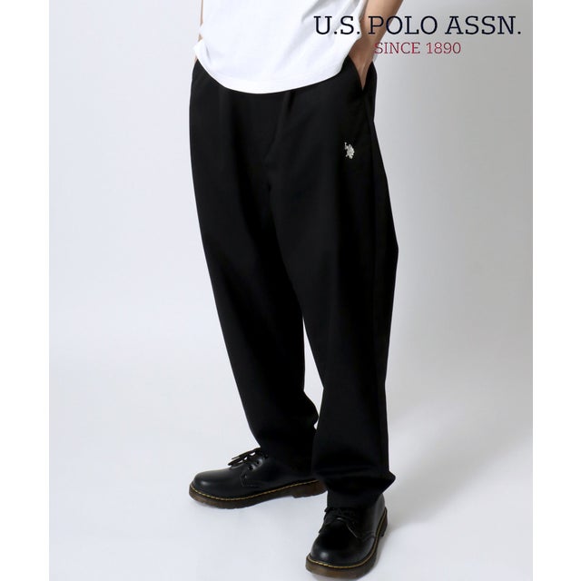 【U.S.POLO.ASSN./ユーエスポロアッスン】T/Cツイル デニム タックワイドパンツ/ルーズテーパードパンツ/イージーパンツ/レディース メンズ ジーンズ USPA