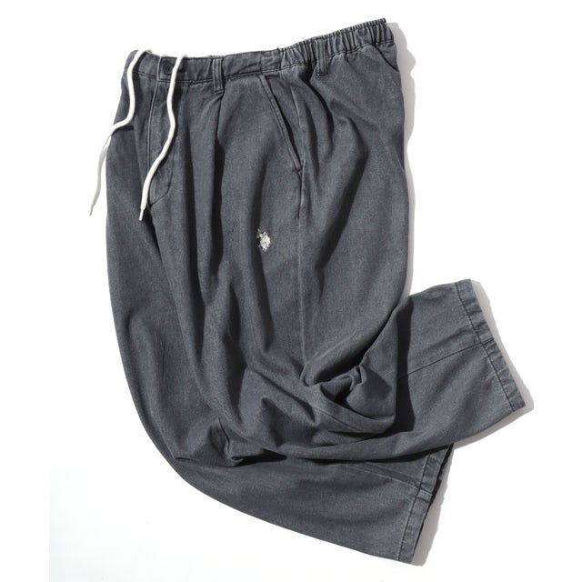 【U.S.POLO.ASSN./ユーエスポロアッスン】T/Cツイル デニム タックワイドパンツ/ルーズテーパードパンツ/イージーパンツ/レディース メンズ ジーンズ USPA
