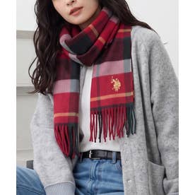 カシミヤタッチ チェックマフラー USPA-2019 （レッド）