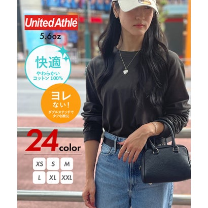 ユナイテッドアスレ United Athle  5.6oz トップス カットソー ロンT 長袖 推し活 カラバリ クルーネック コットン100% 5011 （スミクロ）｜詳細画像