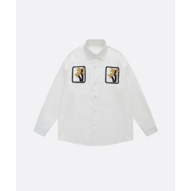 Floral Applique Shirt （White）