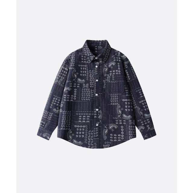 Paisley Pattern Denim Shirt （Blue）