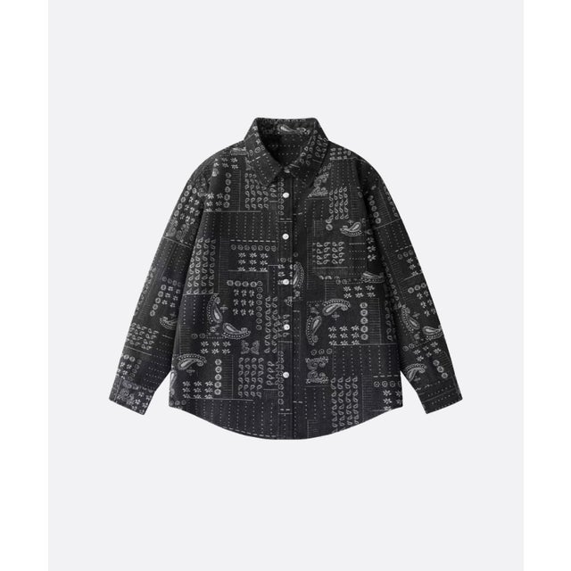 Paisley Pattern Denim Shirt （Black）