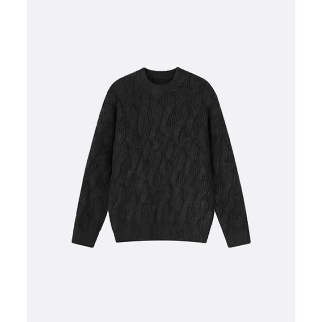 Round Collar Jeresy Sweater （Black）