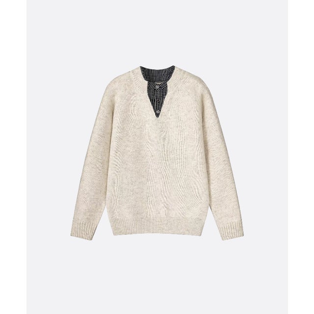 Fake Two Shirt Stitching Sweater （Apricot）