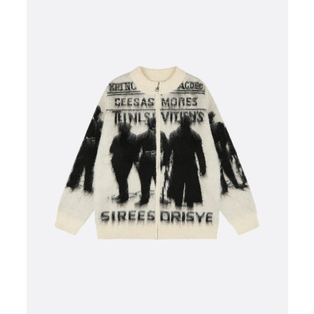 Fuzzy Mohair Figure Zip Cardigan （Apricot）