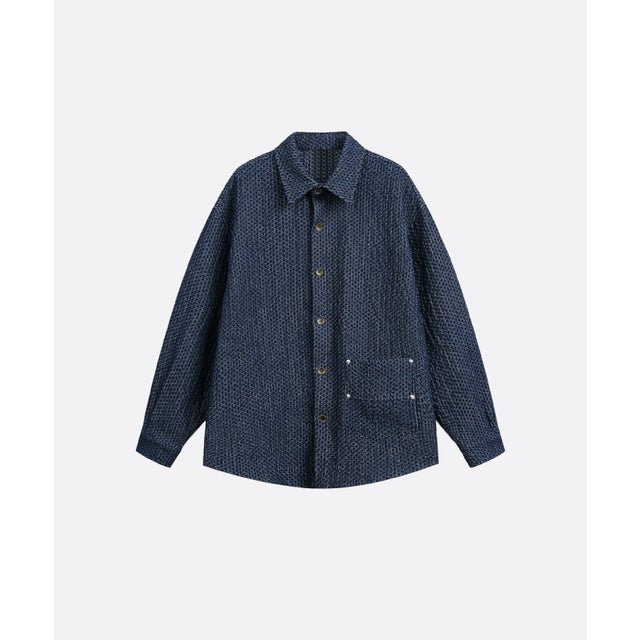 Unique Emboss Shirt （Blue）