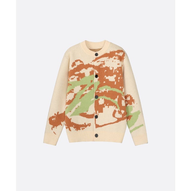 Artistic Graffiti Jacquard Cardigan （Apricot）