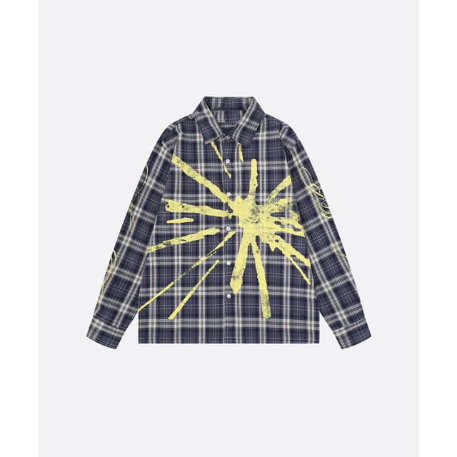 Splash Graphic Plaid Shirt （Blue）