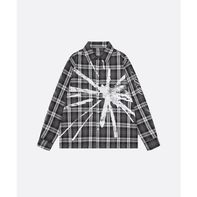 Splash Graphic Plaid Shirt （Black）
