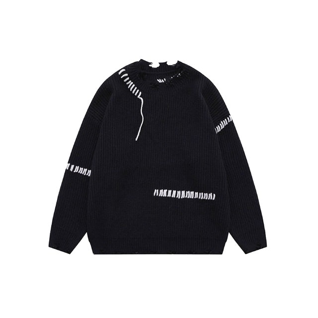 Design Broken Patch Sweater （Black）