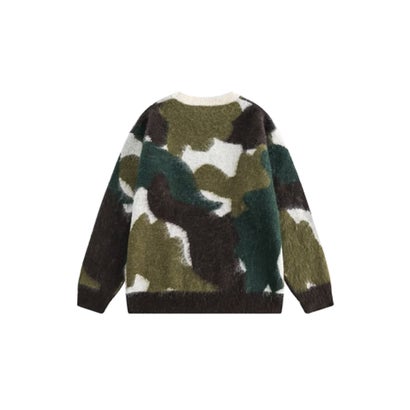 ユーム U：UME Camou Motif Round Neck Sweater （Green）｜詳細画像