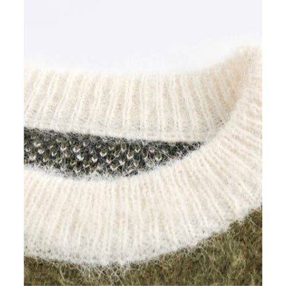 ユーム U：UME Camou Motif Round Neck Sweater （Green）｜詳細画像