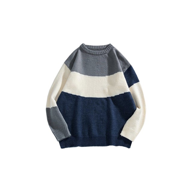 Contrast Color Stitching Knit （Gray）