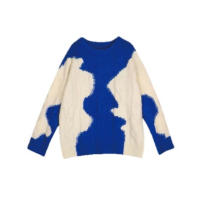 ユーム U：UME Blue Cow Pattern Knit （Blue）｜詳細画像