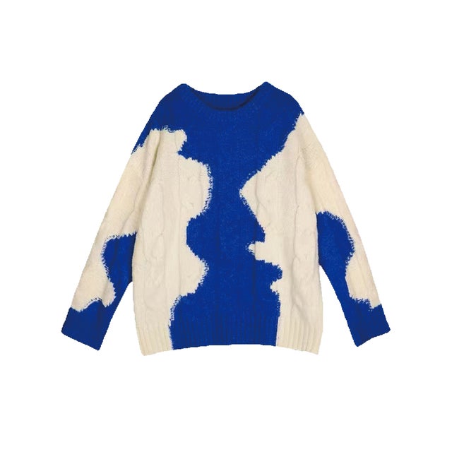 Blue Cow Pattern Knit （Blue）